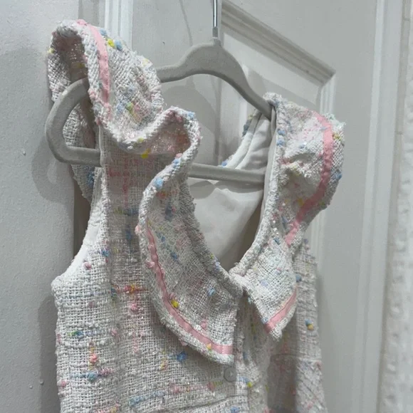 Janie & Jack Pink and White Boucle Girls Dress w Ruffle Sleeves | Collections - Picture 5 of 6